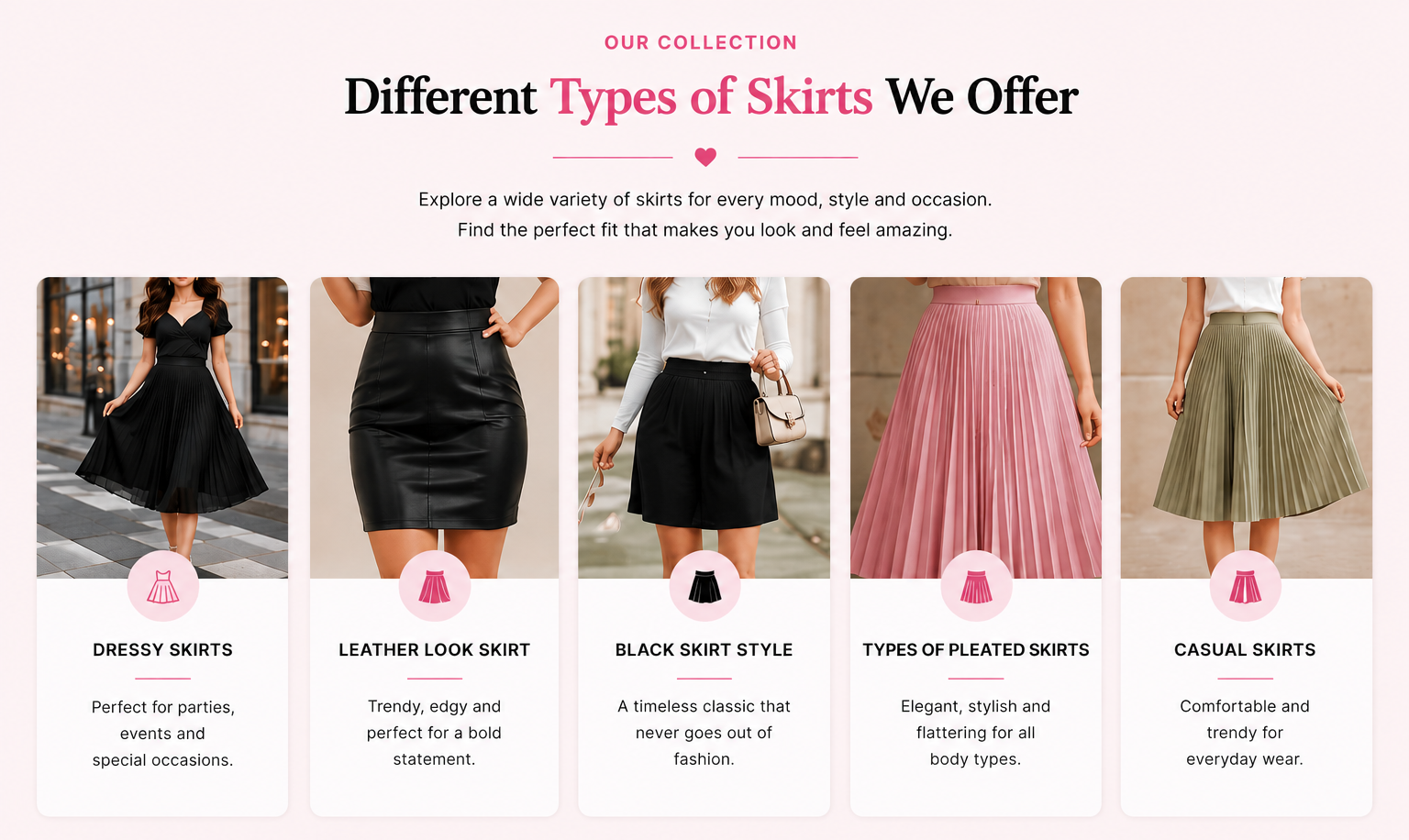 types of skirts